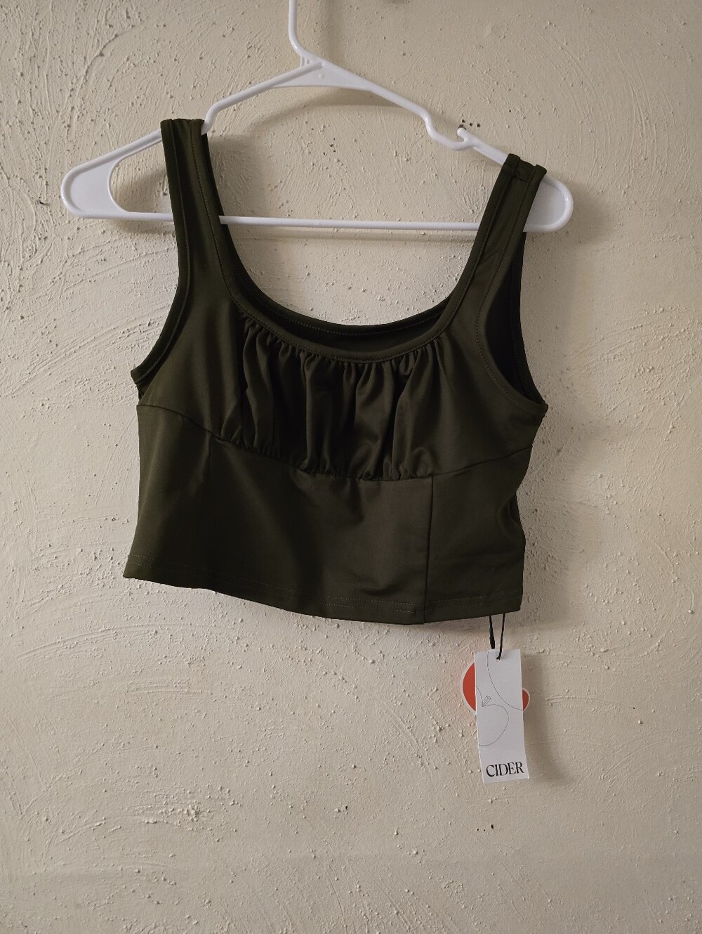 Cider Dark Olive Scoop-Neck Cropped Tank